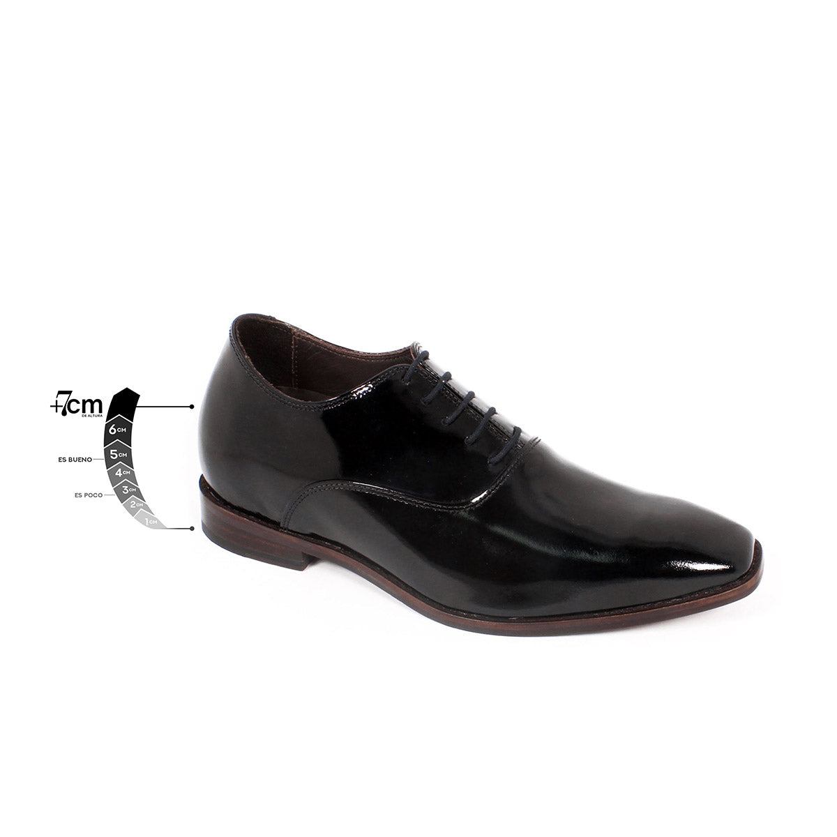 Max Denegri Mëxico - Zapatos de vestir para hombre Oxford Charol Negro 7cms de Altura Elegant