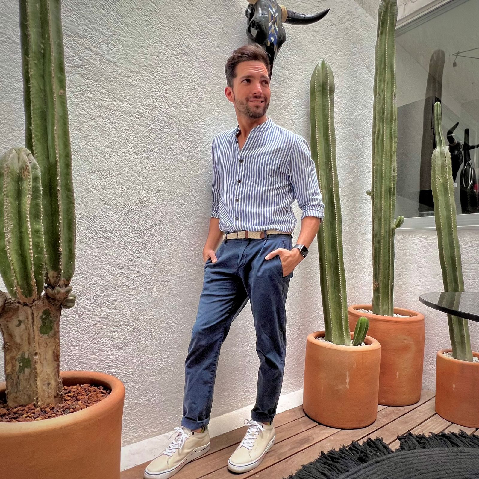 Max Denegri Mëxico - Tenis Casuales Blanco-Verde +7cm de Altura para hombre Houston