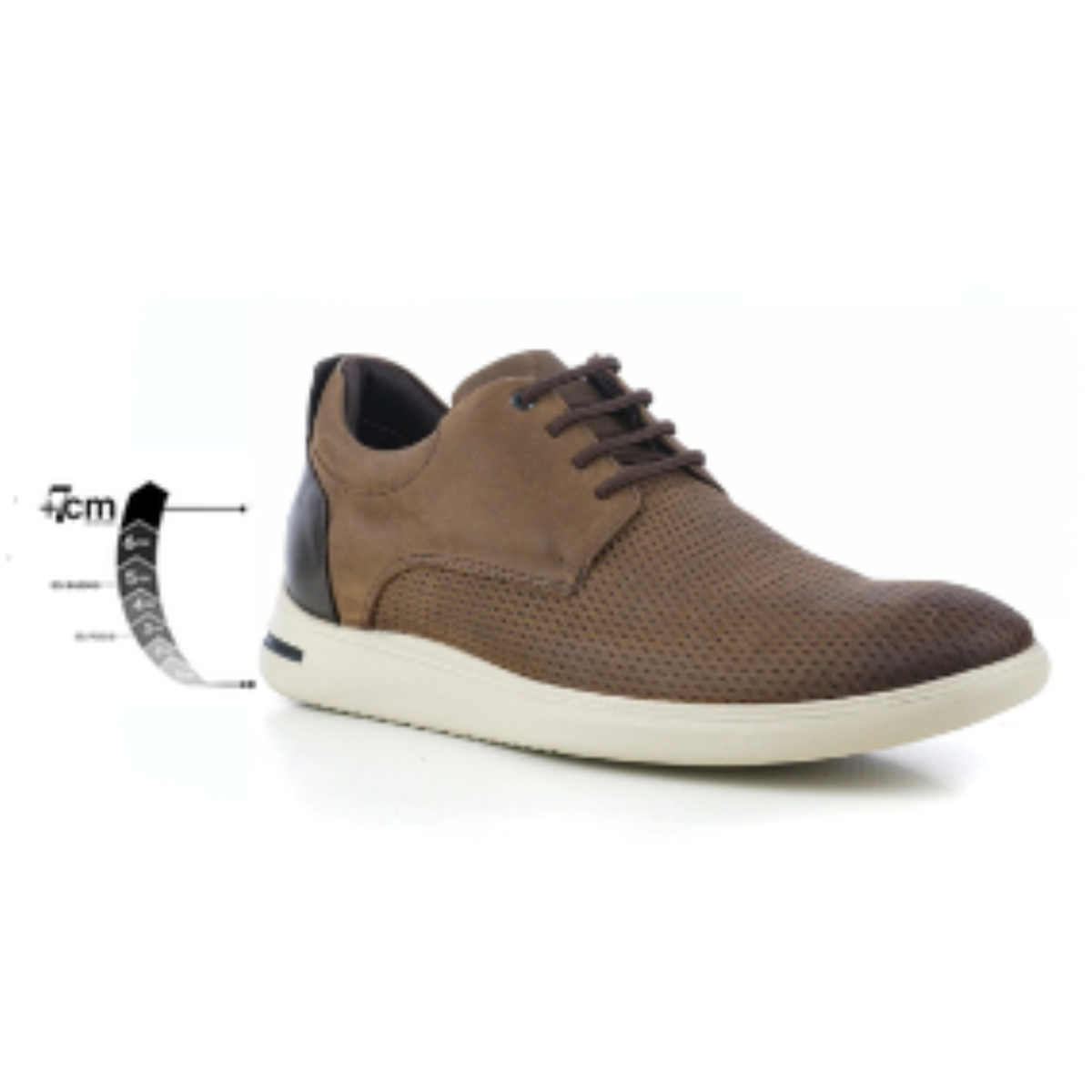 Max Denegri Mëxico - Zapatos casuales para hombre Derby Camel + 7cms de altura Logan