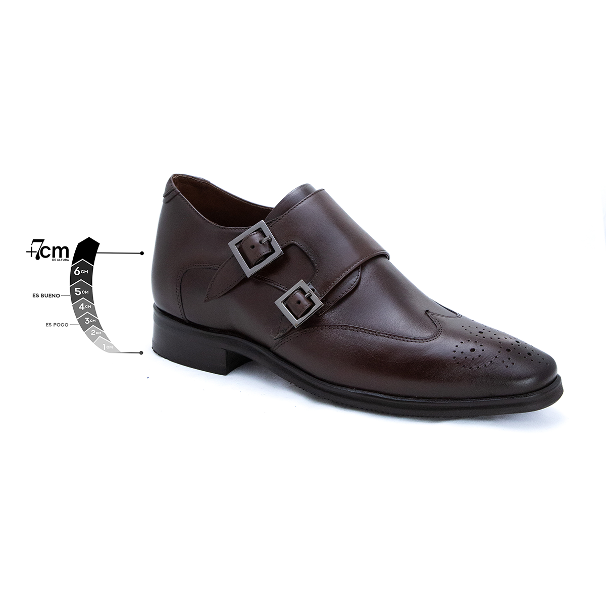 Max Denegri Mëxico - Zapatos de Vestir para hombre Monk Stap Café 7cms de Altura Cambridge