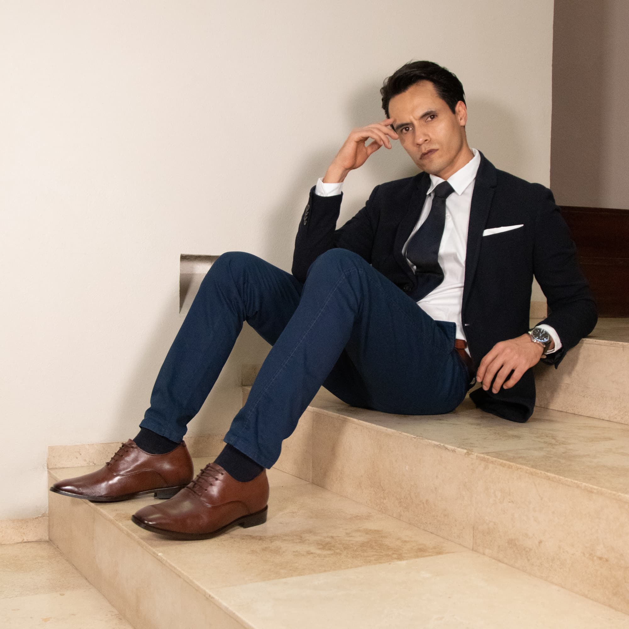 Max Denegri Mëxico - Zapatos de Vestir para hombre derby Café 7cms de Altura Manhattan