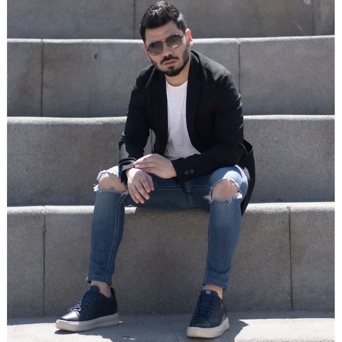Max Denegri Mëxico - Zapatos casuales para hombre Derby Azul + 7cms de altura Logan