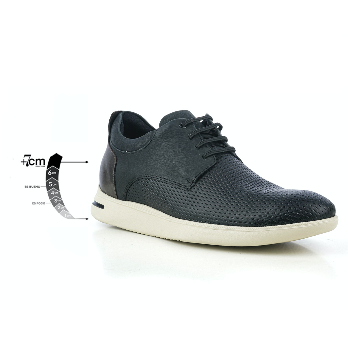 Max Denegri Mëxico - Zapatos casuales para hombre Derby Negro + 7cms de altura Logan