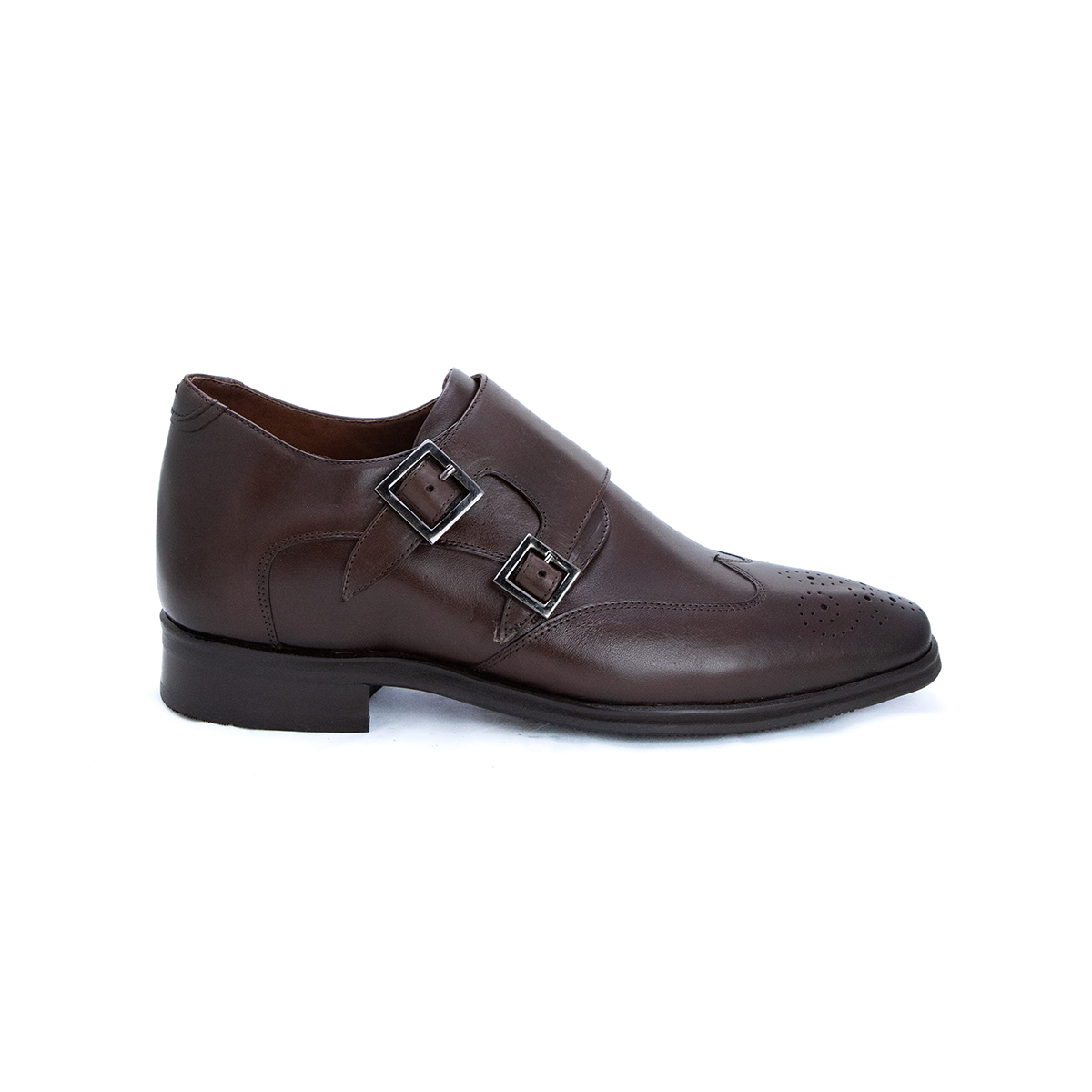Max Denegri Mëxico - Zapatos de Vestir para hombre Monk Stap Café 7cms de Altura Cambridge