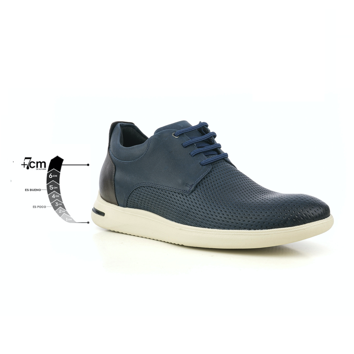 Max Denegri Mëxico - Zapatos casuales para hombre Derby Azul + 7cms de altura Logan