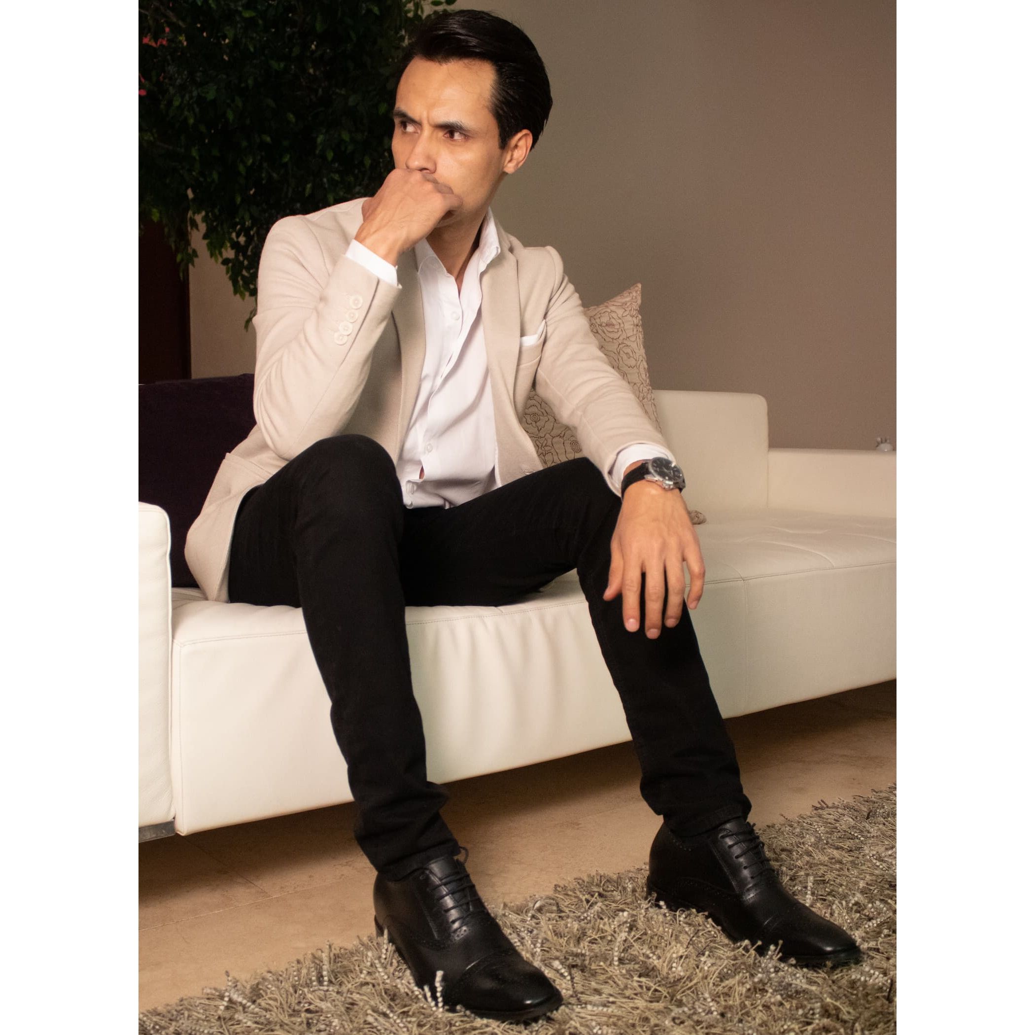 Max Denegri Mëxico - Zapatos de Vestir para hombre Whole Cut Negro +7cm de Altura Lawrence